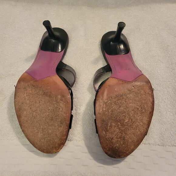 Cole Haan Black Leather Strappy Heeled Open-Toe & Back Shoes Size 7 B - Picture 7 of 9